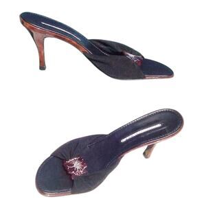 Donald Pliner Tortoise Patent Leather Black Mesh Elastic Slide Shoe $225 NWT